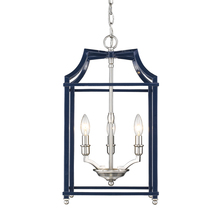  8401-3P PW-NVY - Leighton PW 3 Light Pendant in Pewter with Navy
